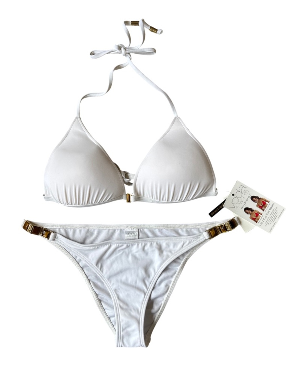 Voda Swim Envy Push Up Tigers Eye White Bikini Size L - NWT